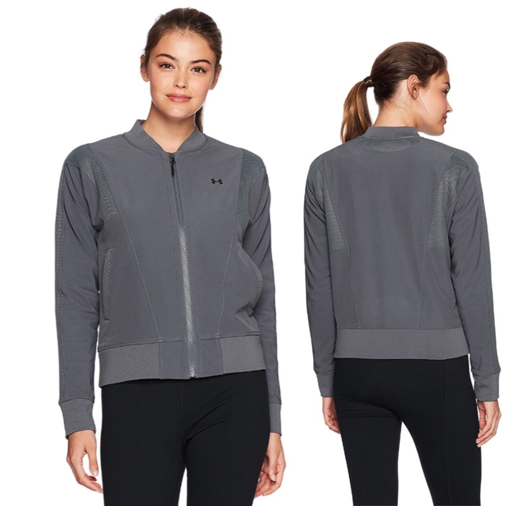 Under Armour Mixed Media Woven Bomber NWT - Picture 1 of 5